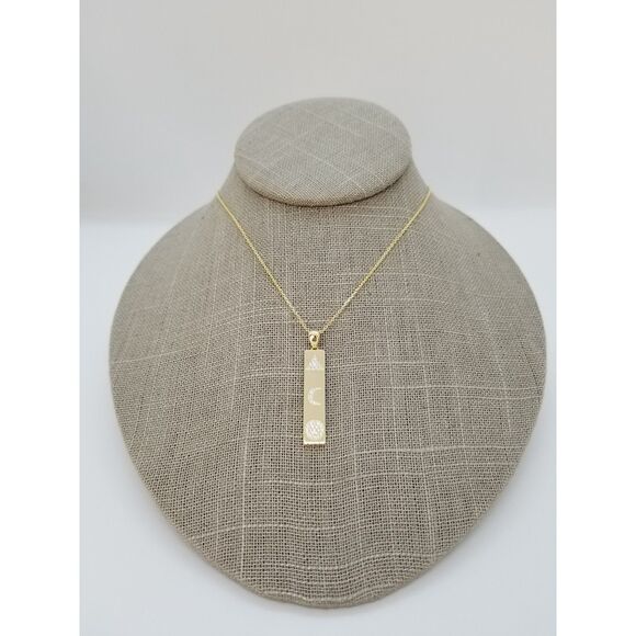 Pyramid and Moon Bar Crystal Necklace - Gold Over Sterling Silver - Picture 3 of 4